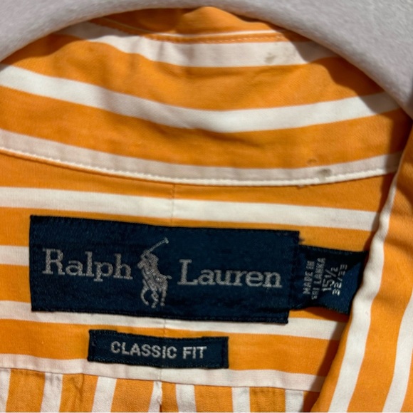 Ralph Lauren Size L Orange stripped Button down - Picture 2 of 3